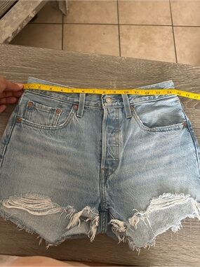 Levi's Light Blue Distressed Jean Shorts